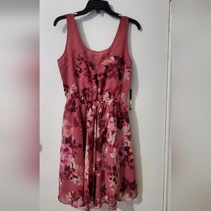 Lauren Conrad women's chiffon floral print dress NWT